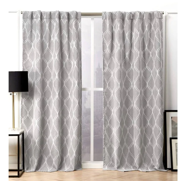Nicole Miller Circuit Hidden Tab Top Curtain Panel Pair, Size: 52 x 96, Gray