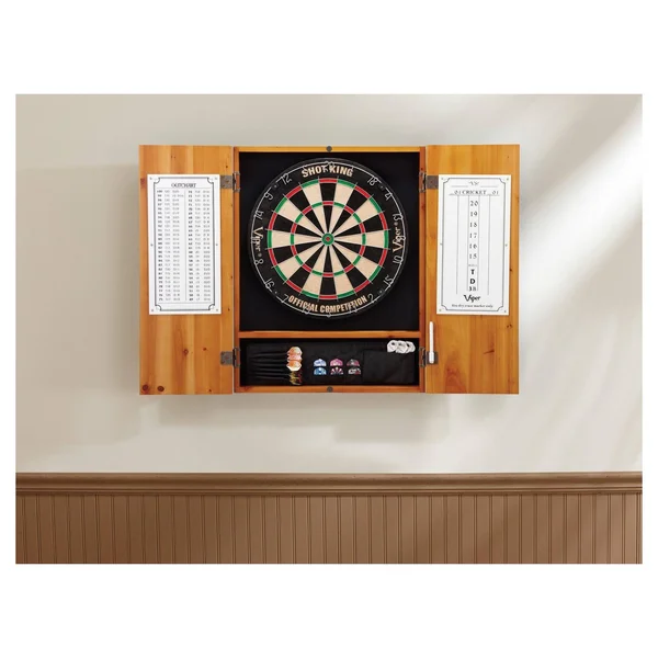 GLD Viper 40-0402 Metropolitan Oak Steel Tip Dartboard Cabinet