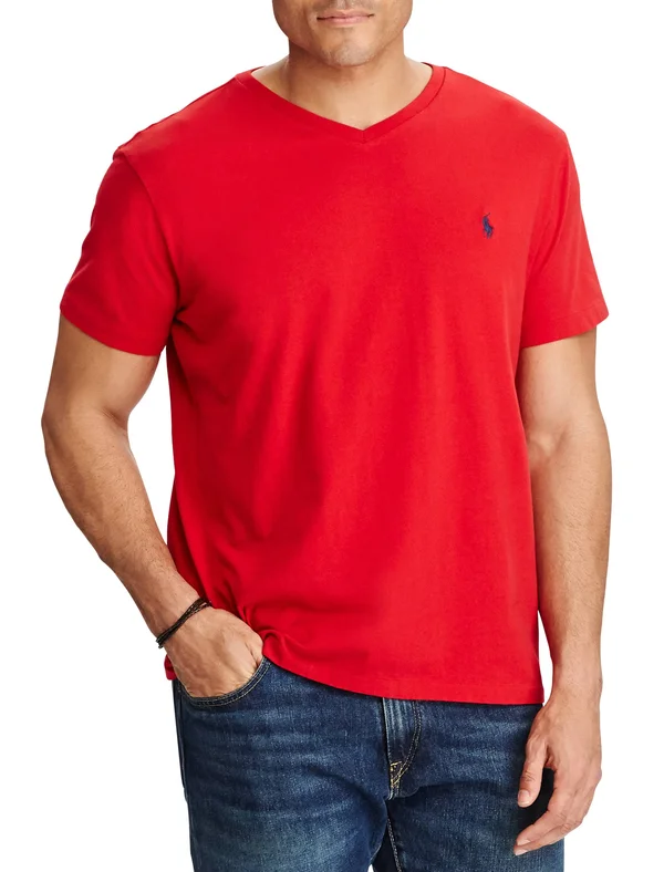 Polo Ralph Lauren Men's Big & Tall Classic Fit V-Neck T-Shirt - RL Red