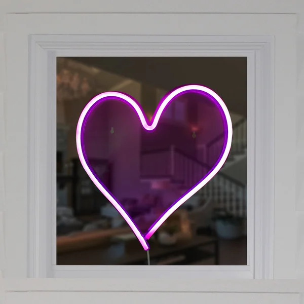 Northlight 13.5x22 Pink LED Lighted Neon Style Valentines Day Heart Window Silhouette Sign
