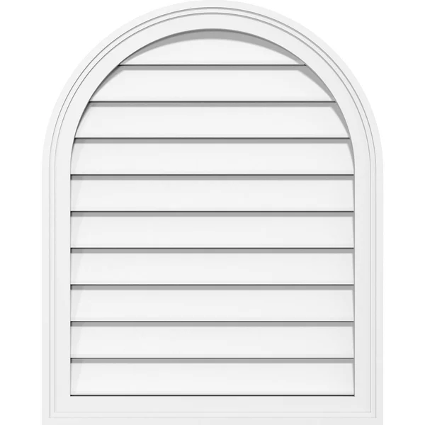 Ekena Millwork GVPRT16X2402SF 16x22W x 24x22H Round Top Surface Mount PVC Gable Vent: Functional - w/ 2x22W x 1-1/2x22P Brickmoul