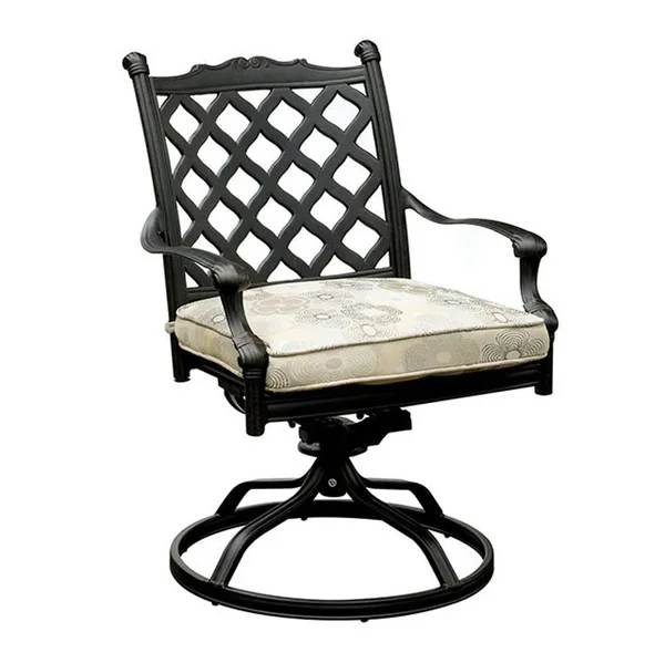 Chiara I Contemporary Metal Swivel Rocker Chair with Fabric Cushion