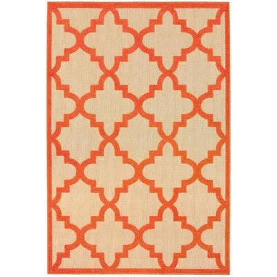 Laub Geometric Sand/Orange Indoor/Outdoor Area Rug Sol 72 Outdoor Rug Size: Rectangle 5&3x22 x 7&6x22