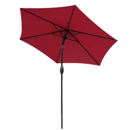 7.5 ft Patio Umbrella Outdoor Market Table Umbrella with Crank - 6 Ribs, Polyester Canopy, Dark Red