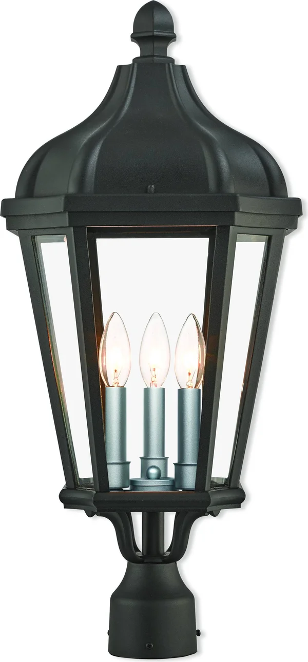 Livex Lighting 76194-14 Morgan 3-Light Outdoor Post Top Lantern, Textured Black