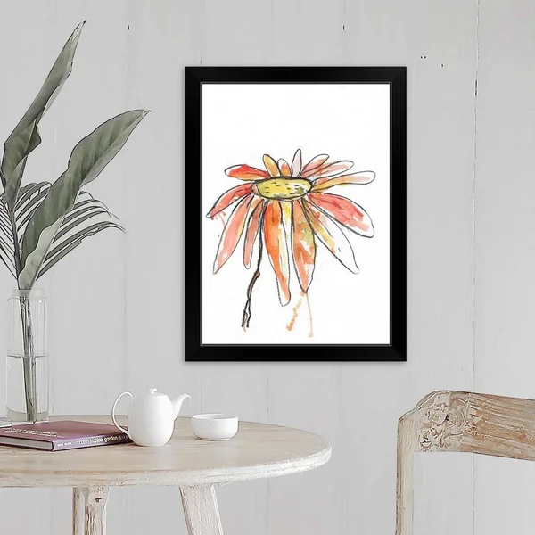 Red Modern Botanical, Black Framed Wall Art, 18x24, Great Big Canvas