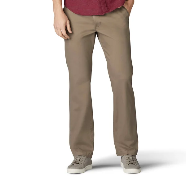 Men's Lee Performance Series Extreme Comfort Khaki Straight-Fit Flat-Front Pants Breen - Size: 40x32, Brown