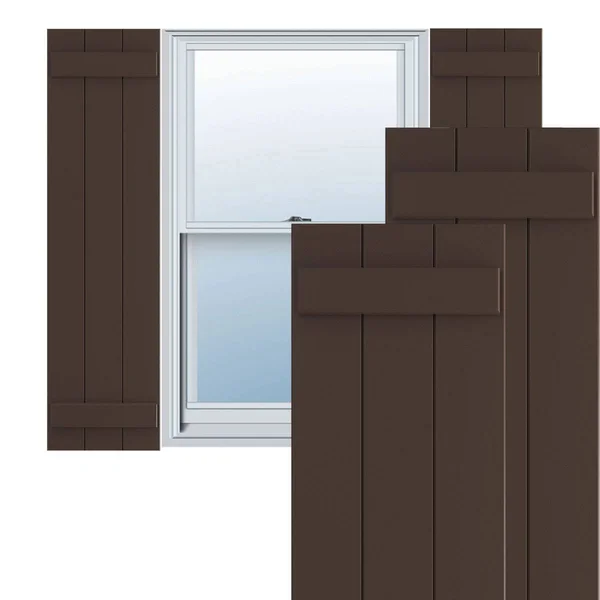 Ekena Millwork CWB12X058TBC 12x22W x 58x22H Exterior Three Board (2 Batten) Composite Board-n-Batten Shutters (Per Pair), Tudor