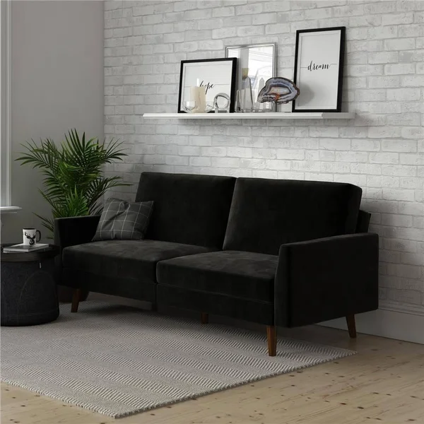 Avenue Greene Jocelyn Coil Futon (Blue - velvet)