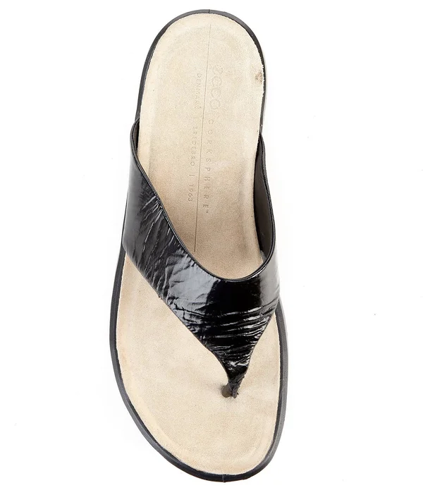 Ecco Corksphere Leather Thong Sandals - 37(6/6.5M)