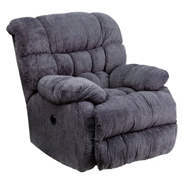 Contemporary Columbia Microfiber Power Recliner with Push Button, Indigo Blue
