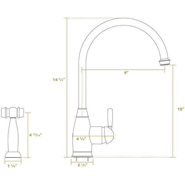 Whitehaus Queenhaus WHQN-34682-PN Single Lever Faucet with Side Spray