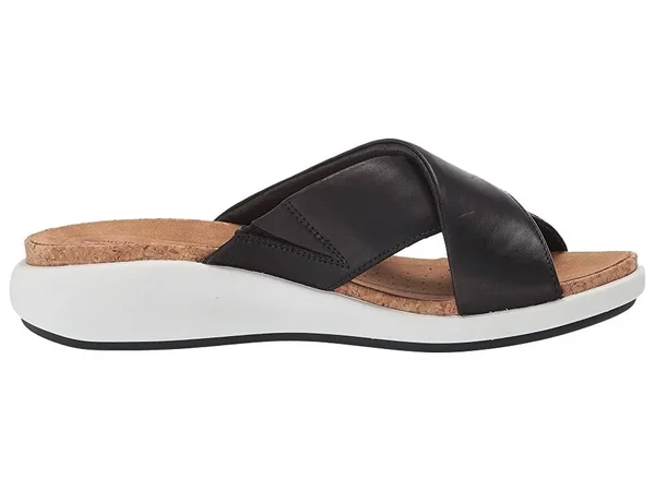 Clarks Women's Un Bali Go Slide Black Leather 7