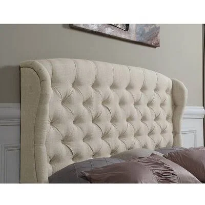 Amarjit Upholstered Wingback Headboard Red Barrel Studio Size: Twin - Color: Beige