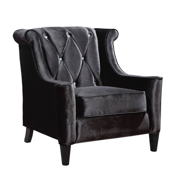 Armen Living Barrister Chair - Black Velvet with Crystal Buttons