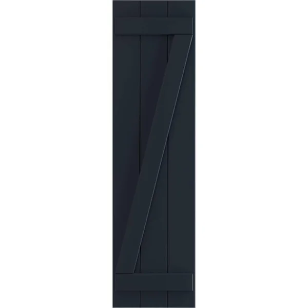 Ekena Millwork TFP102BBF16X078OB 16 1/8x22W x 78x22H True Fit PVC Three Board Joined Board-n-Batten Shutters w/Z-Bar, Starless N