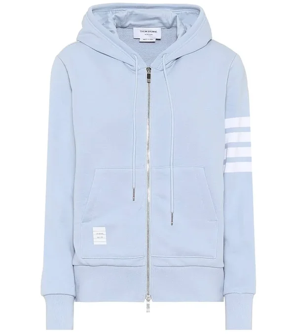 Thom Browne - Cotton-jersey Hoodie, Women, Blue, US 10, Tops