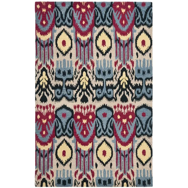 Safavieh 9& x 12& Ikat IKT466A Beige, Blue Rug