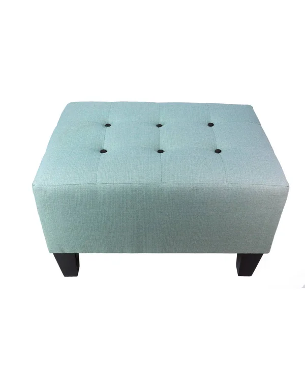 MJL Furniture Max Squared Decorative Button Tufted Upholstered Sea Mist Firm Ottoman - Black