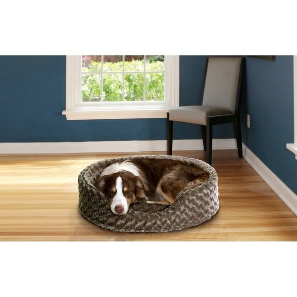 FurHaven Ultra Plush Oval Pet Bed - Jumbo - Chocolate