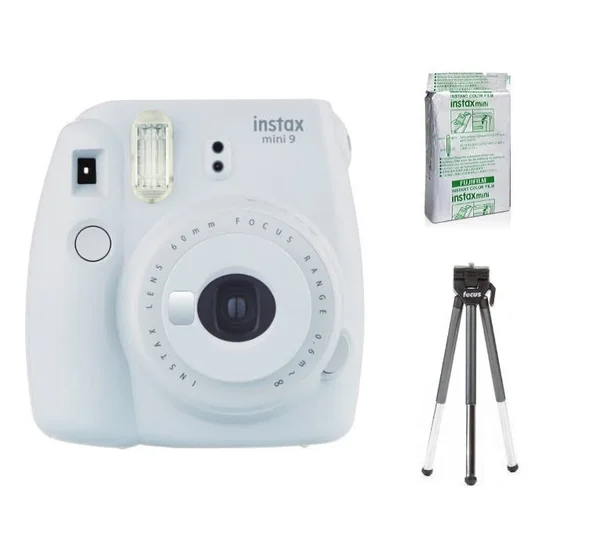 Fujifilm Instax Mini 9 Instant Camera with Mini Film and 12-Inch Tripod Bundle - White