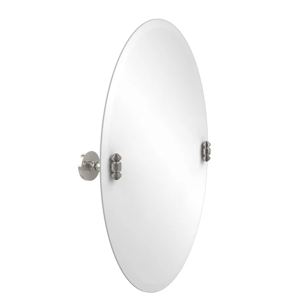 Allied Brass Frameless Oval Tilt Mirror Beveled Edge Polished Nickel