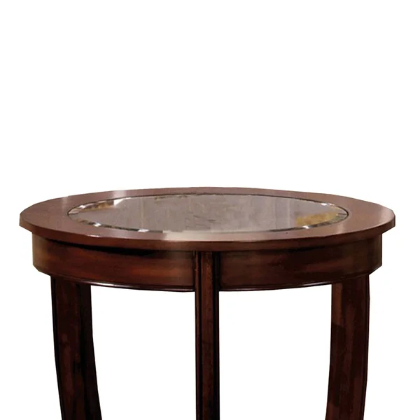 Benzara - Crystal Falls Transitional End Table, Dark Cherry