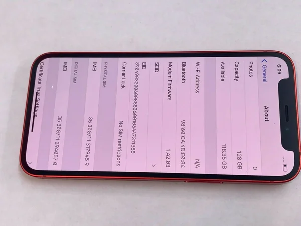 Unlocked Apple I Phone 12 Mini Red 128GB 5G Smart Phone - Atu0026t T-Mobile *NO Wifi*