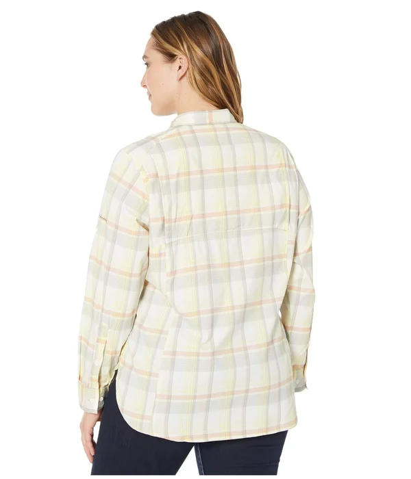 Columbia Plus Size Silver Ridge Lite Plaid Long Sleeve Dark Coral Medium Multi Plaid - 2x