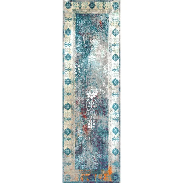 nuLOOM BINB05A Vintage Dotty Runner Rug 2& 6x22 x 8& Blue
