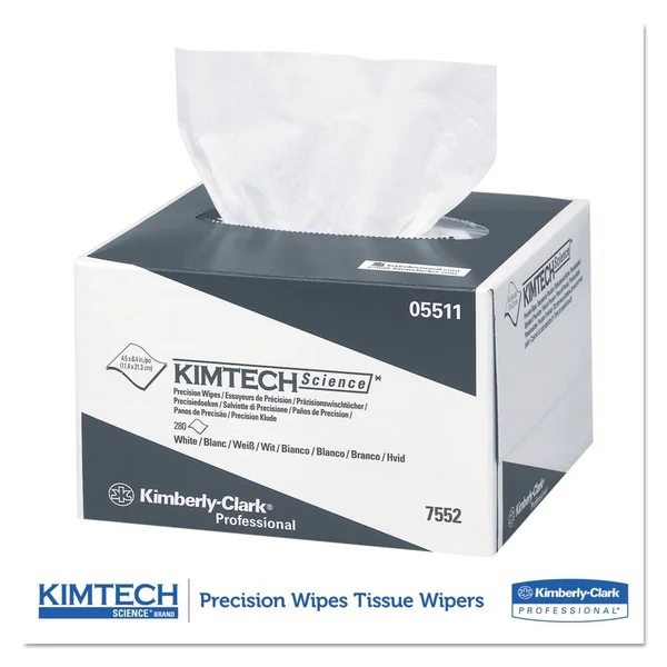 Kimtech Precision Wipers - Pop-Up Box, 1-Ply, 4 2/5 x 8 2/5, White, 280/BX, 60