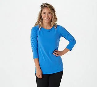 Susan Graver Modern Essentials Regular LiquidKnit Tunic, Size XX-Small, Pure Blue Sky