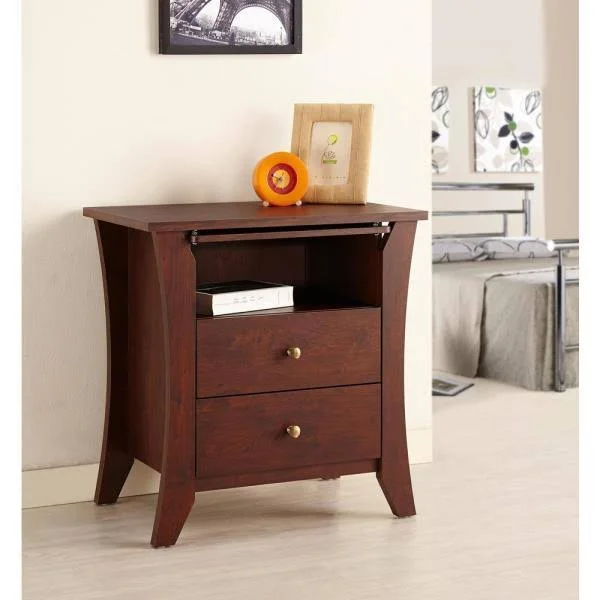 Furniture of America Kim 2-Drawer Vintage Walnut Nightstand