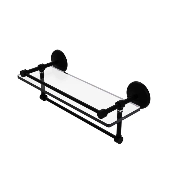 Allied Brass MC-1TB/16-GAL-BKM 16 inch Gallery Glass Shelf with Towel Bar, Matte Black