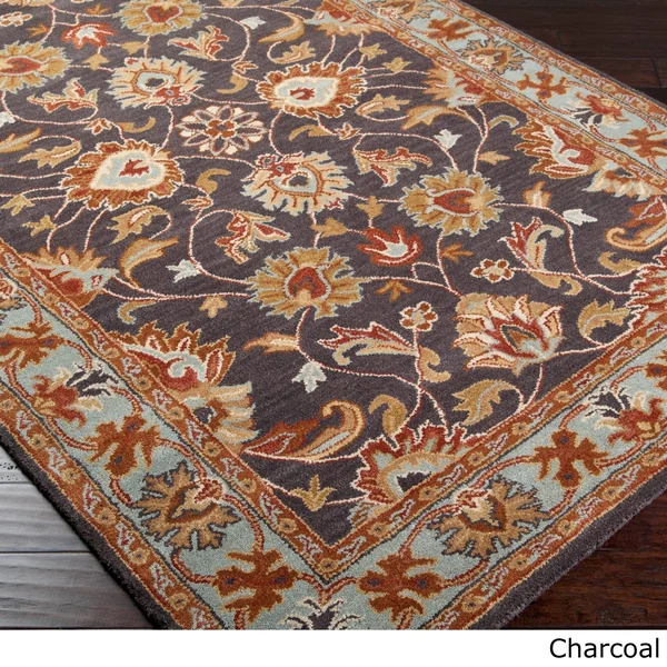 Hand-Tufted Nia Traditional Wool Area Rug (5& x 8&) Blue Beige