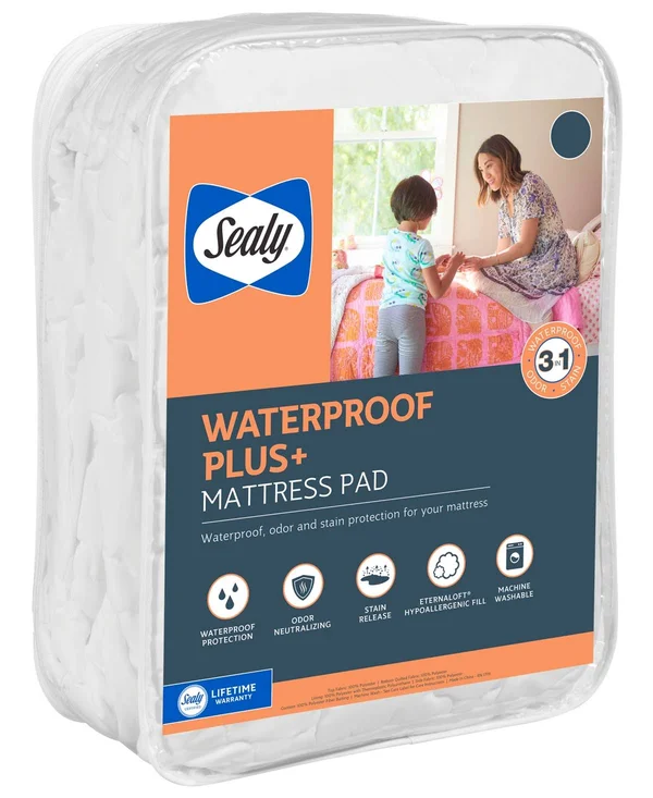 Sealy Waterproof Plus+ Mattress Pad - Size: King, White
