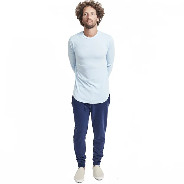 Goodlife Men's Tri-Blend L/S Scallop Crewneck T-Shirt - White