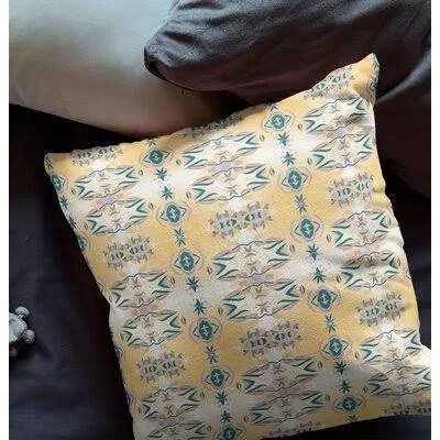 Gerton Square Pillow Cover & Insert Bungalow Rose Color: White/Yellow - Size: 16x22 x 16