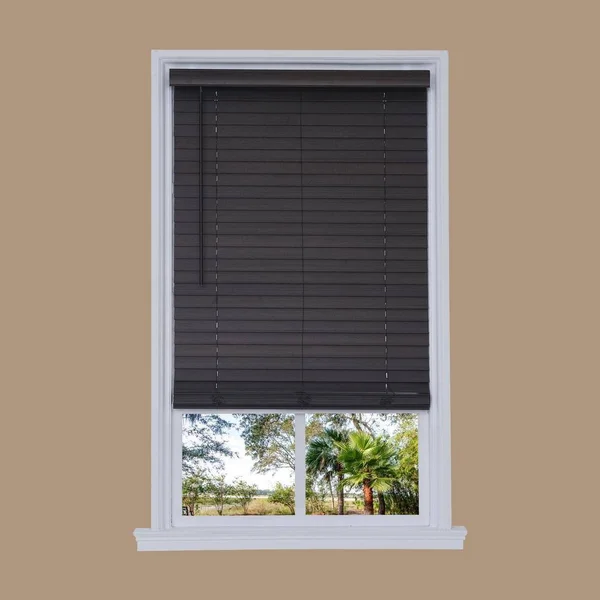 Allen + Roth 2-in Slat Width 71.75-in x 72-in Cordless Walnut Faux Wood Room Darkening Horizontal Blinds in Brown, DFWDD7272-71