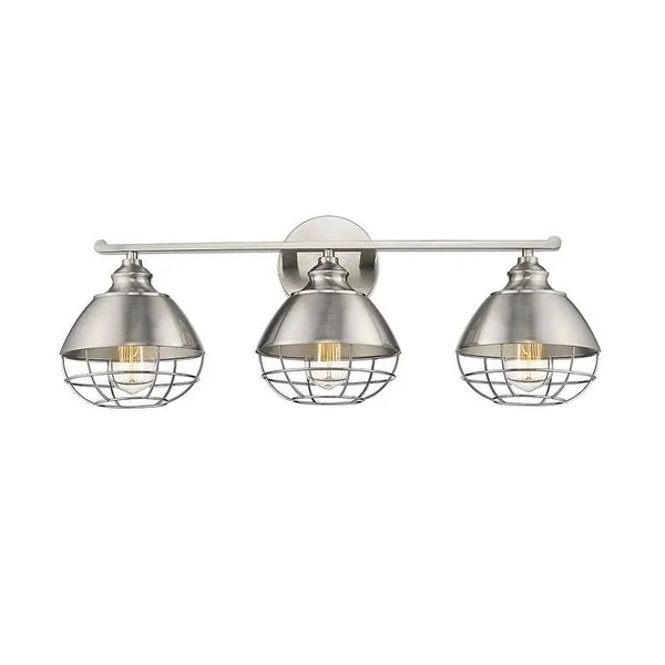 3-Light Industrial Brushed Nickel Bathroom Light Fixture VA611SN