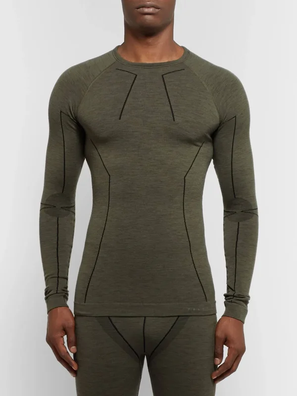 Falke Ergonomic Sport System - Men - Stretch Virgin Wool-Blend Base Layer - Green - 55% Virgin Wool, 43% Polyamide, 2% Elastane