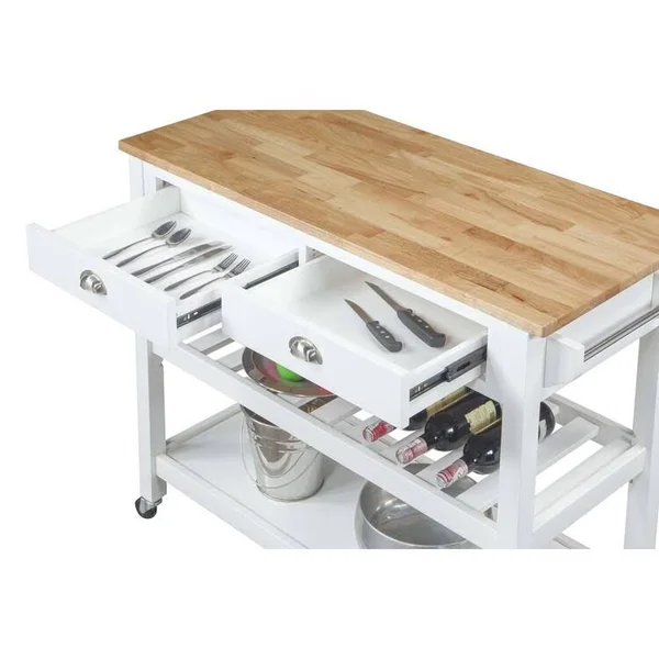 Convenience Concepts American Heritage Butcher Block Top Kitchen Cart