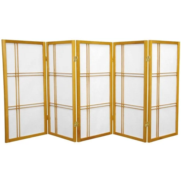 Oriental Furniture 3 ft. Tall Double Cross Shoji Screen - 3 Panel - White