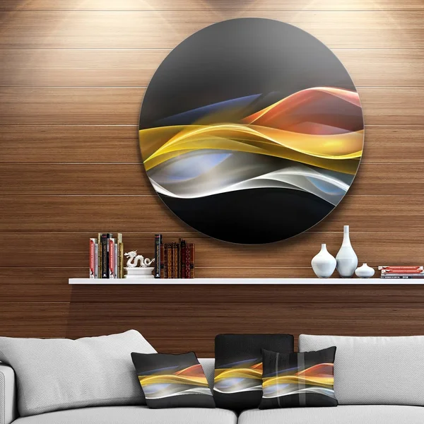 Design Art &3D Gold Silver Wave Design& Graphic Art Print on Metal