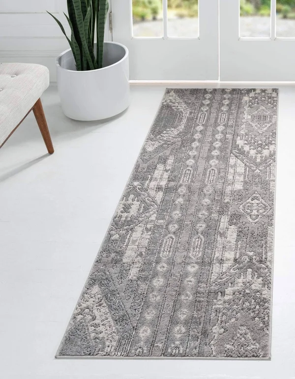 Southwestern Grand Canyon Aztec Area Rug 4 ft Square - Gray