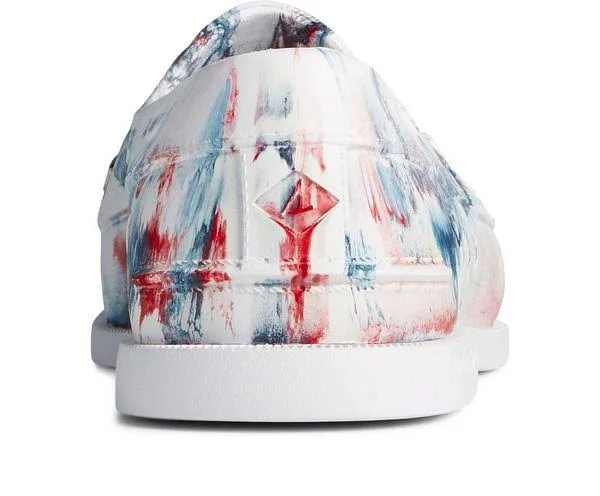 Sperry Original Float Marbled White/Red/Blue Men's Boat Shoes, Size: 13