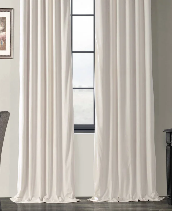 Half Price Drapes VPCH-120601-108 Signature Blackout Velvet Curtain, Ivory, 50 x 108