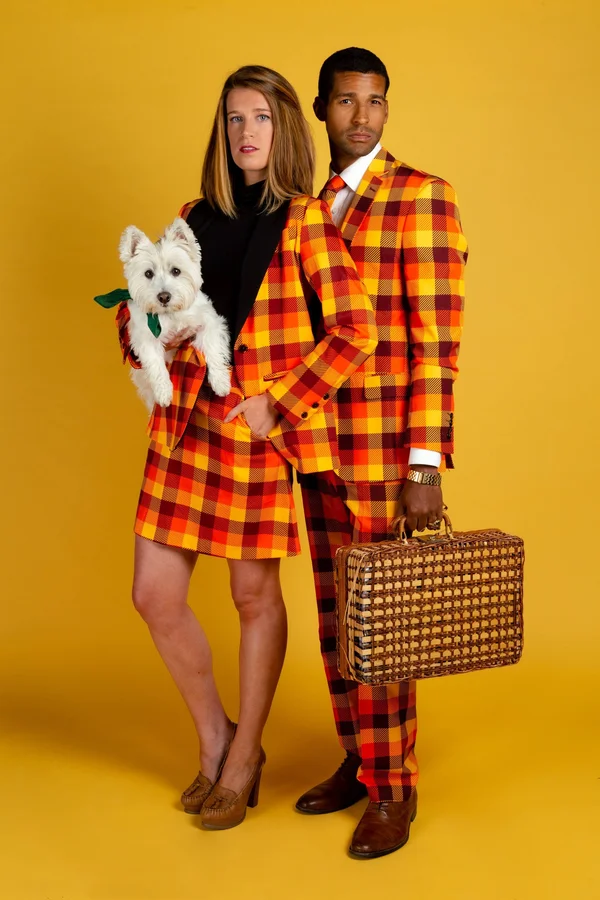 that 70s Suit - Thanksgiving Plaid Suit, Size 36, Orange, Shinesty