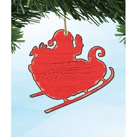 The Holiday Aisle Rustic Sledging Santa Shaped Ornament (Set of 3)