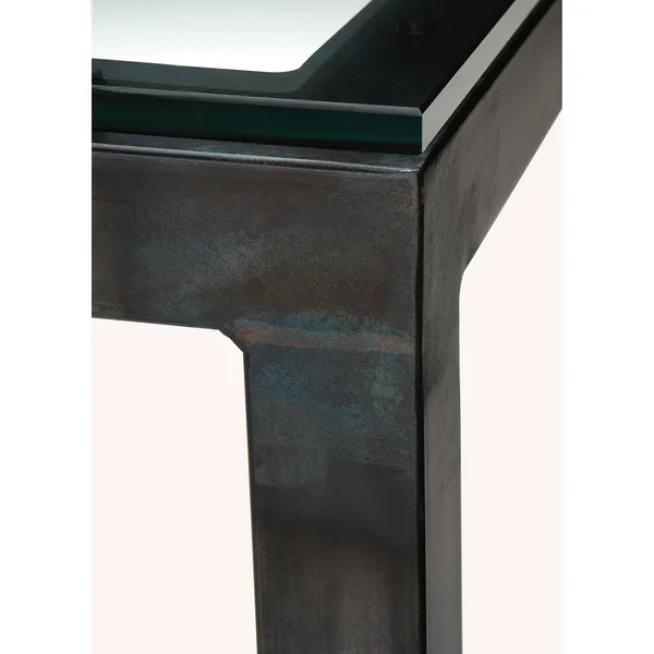 Room & Board - Modern Parsons 32W 8D 29h Console Table w/ 1x22 Leg, Taupe Ceramic Top w/ Slate Base